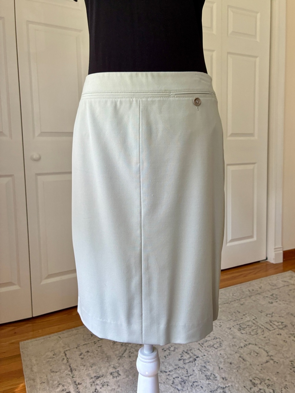 The Limited Mint Pencil Skirt with Button Accent